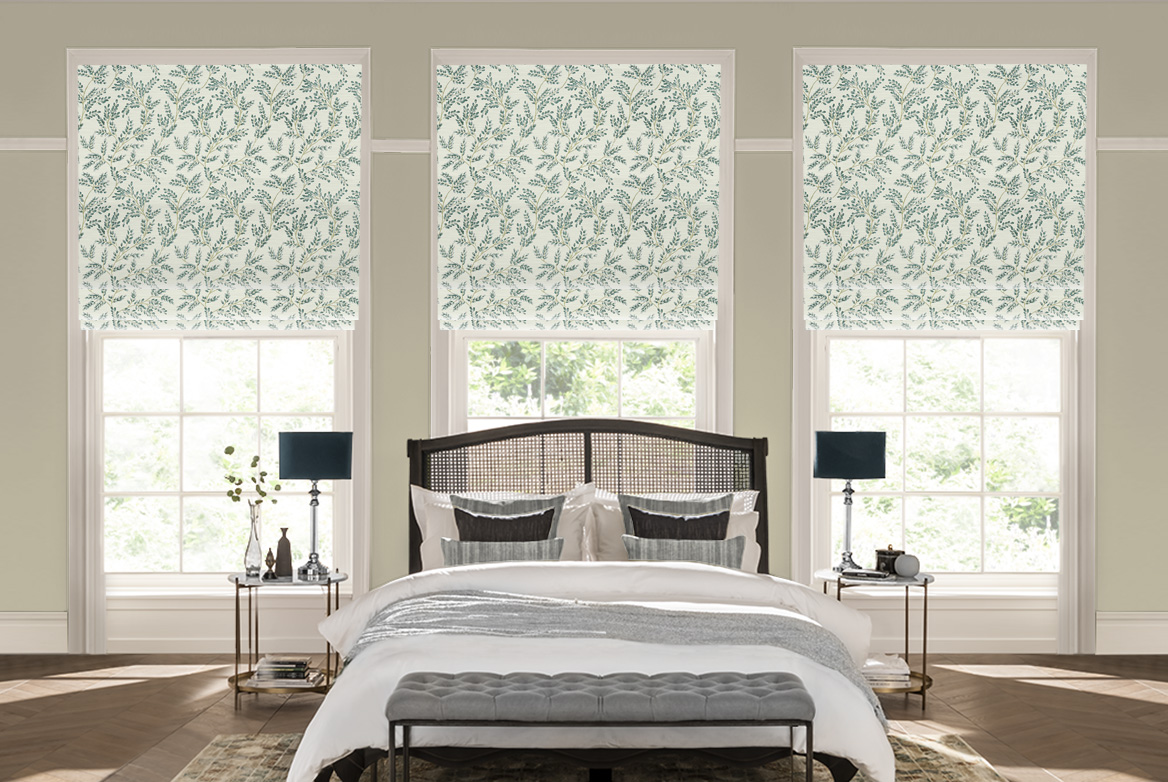 TS 2023 ROMAN BLINDS ROOMSET KALMIA TEAL GREEN