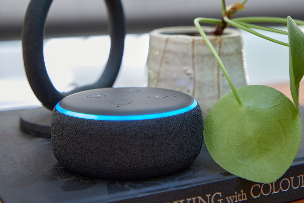 close up of alexa with lit up ring