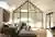 Living area with grey sofa and low table on a rug over a wooden floor with gable end dressed in pale caramel duette blinds at varying levels.