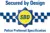 Logo of Secured by Design branding with Police Preferred Specification beneath a design of blue squares in a tesselated pattern either side of a blue star with a yellow centre with the initials SBD.